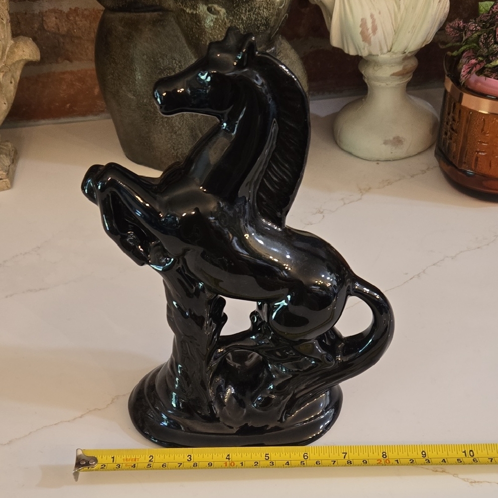 Elegant Black Ceramic Horse Statue